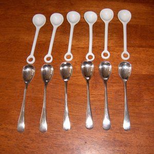 Salt or Sugar Spoons,Sheffield England Lot of 6 and 6 Ceramic
